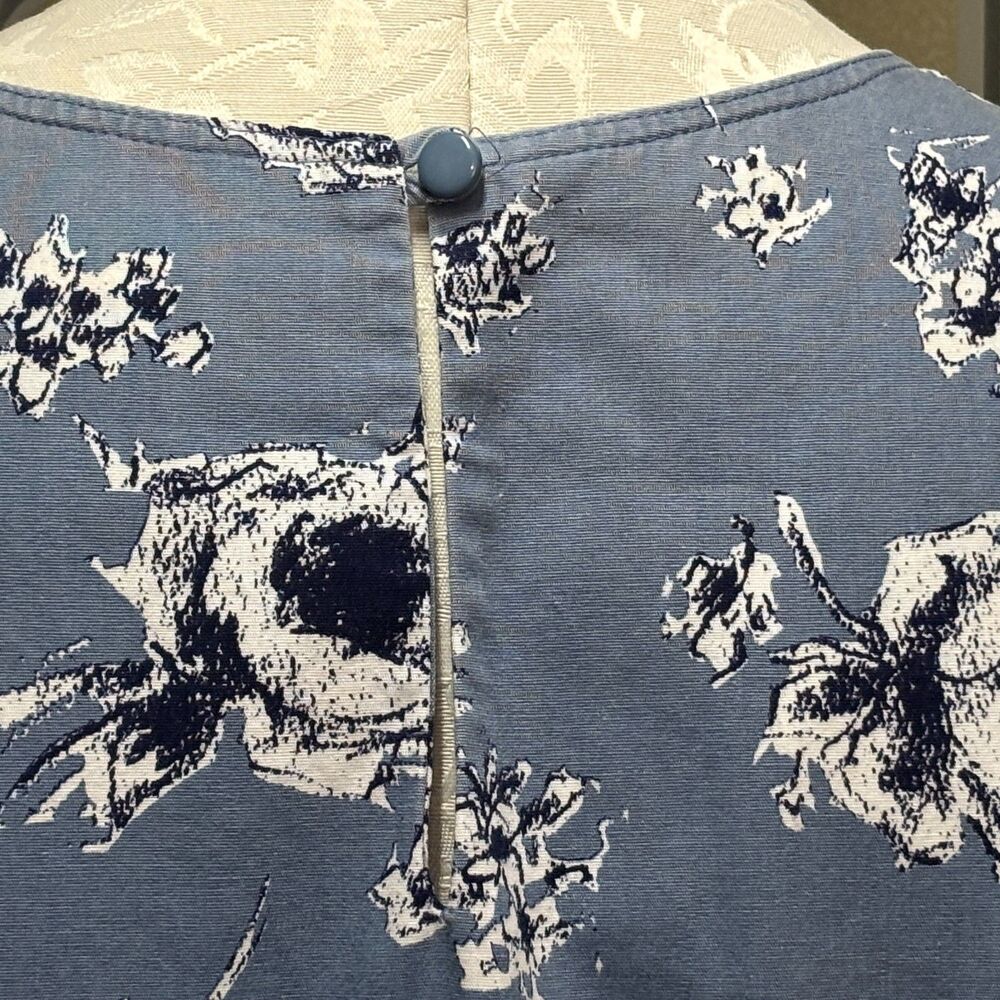 Vintage S.L. Petites Chic Chambray Floral Print Knee Length Dress Size 14 - Picture 7 of 15